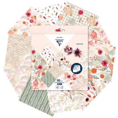 ORIGAMI, Pochette de 60 feuilles 70g/m2 3 formats - Fleurs séchées - Multicolore (lot de 5)