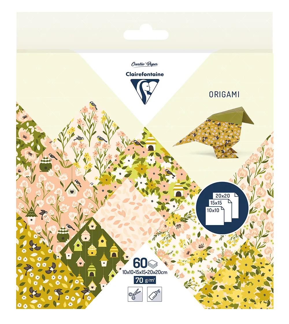 ORIGAMI, confezione da 60 fogli 70g/m2 3 formati - Primavera - Multicolore (Pacchetto x5)