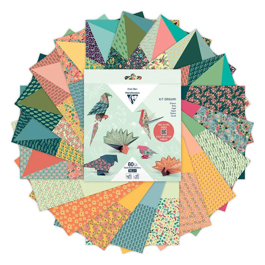 KIT ORIGAMI, 60 Blattbeutel 70g/m2 3 Formate - Dekorvögel - Mehrfarbig (Paket x5)