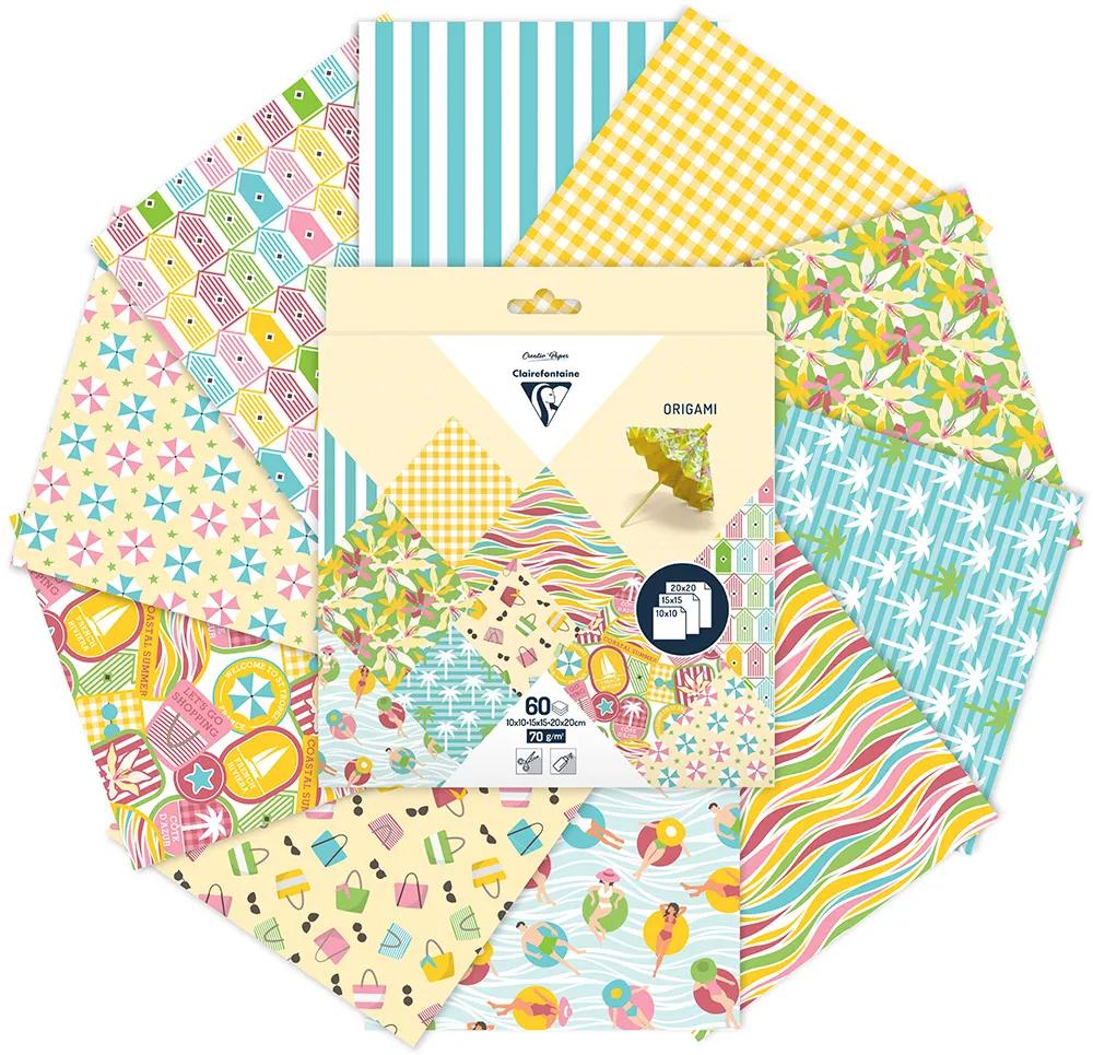 ORIGAMI, 60 Blattbeutel 70g/m2 3 Formate - Französische Riviera - Mehrfarbig (Paket x5)