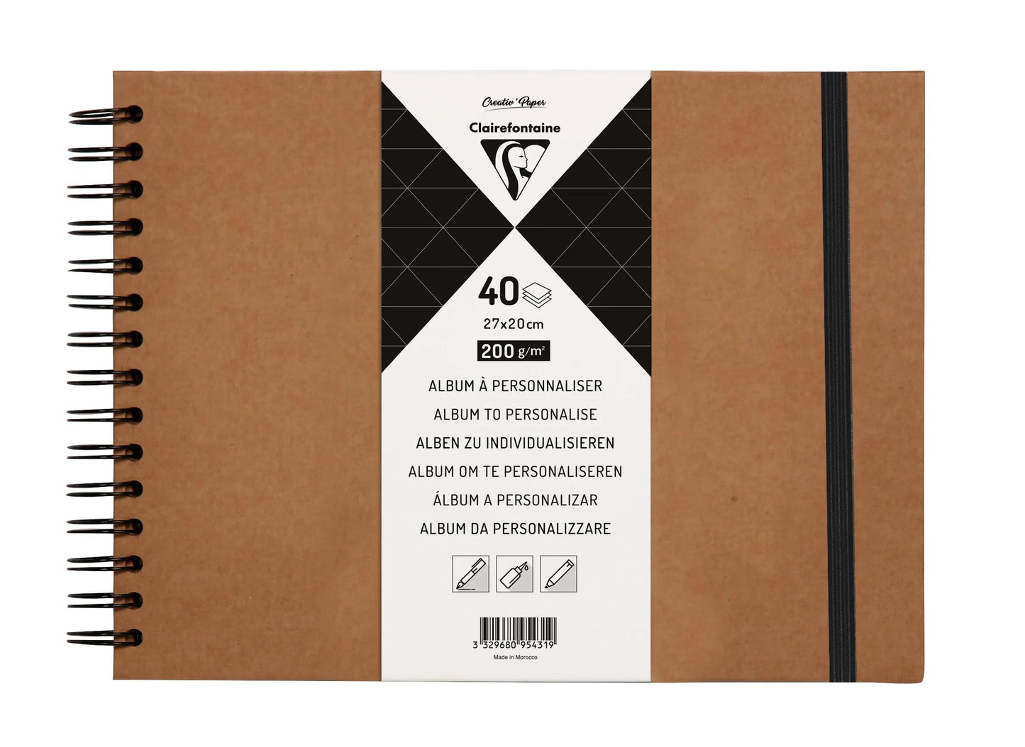 Album zur Anpassung von 40 Blatt 200g/m2 im Format 27x20cm - Kraft (Paket x3)