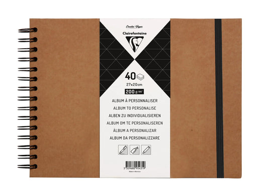 Album à personnaliser de 40 feuilles 200g/m2 au format 27x20cm - Kraft (Lot x3)