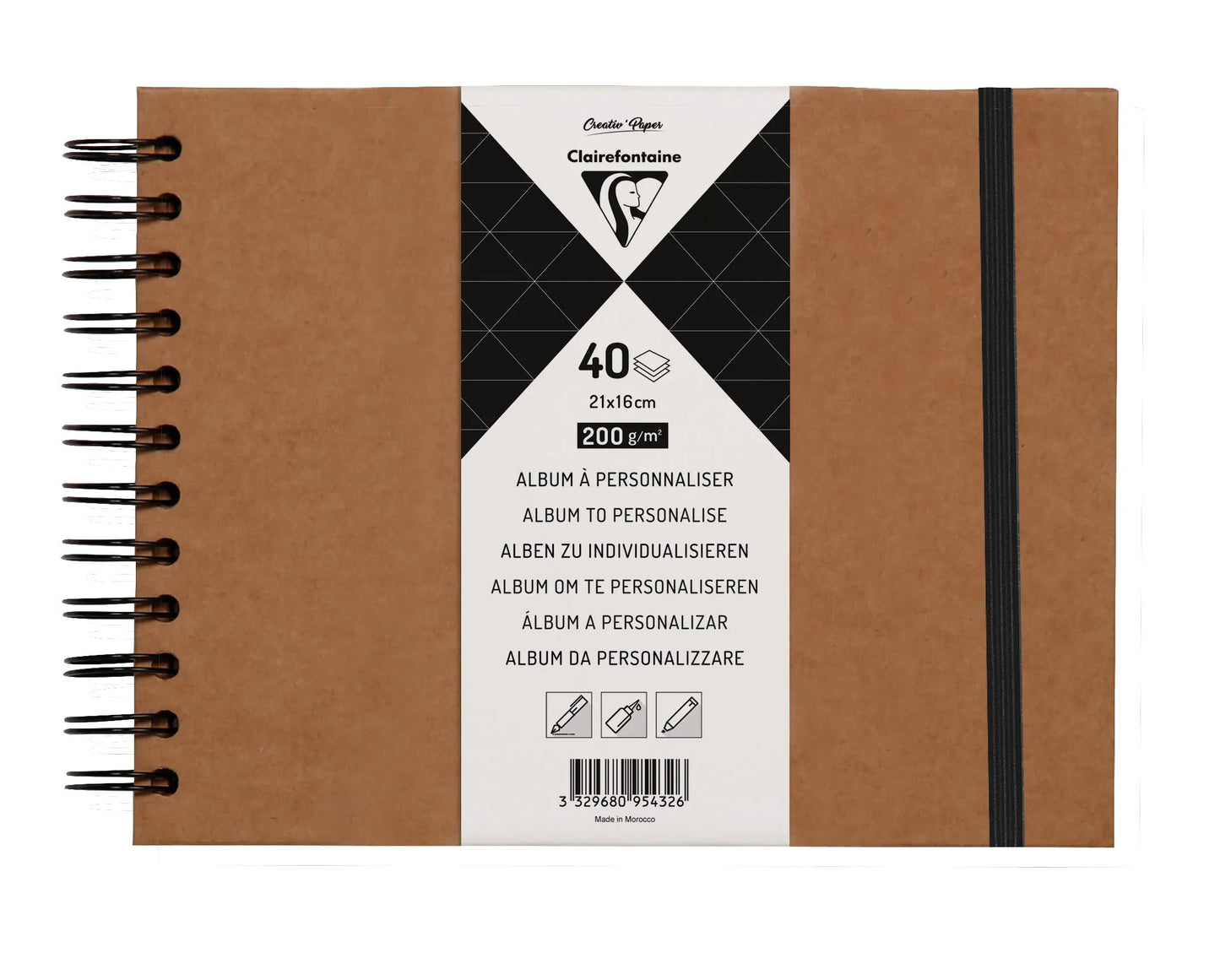 Album per personalizzare 40 fogli 200g/m2 in formato 21x16cm - Kraft (Pacchetto x3)
