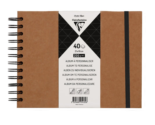 Album à personnaliser de 40 feuilles 200g/m2 au format 21x16cm - Kraft (Lot x3)