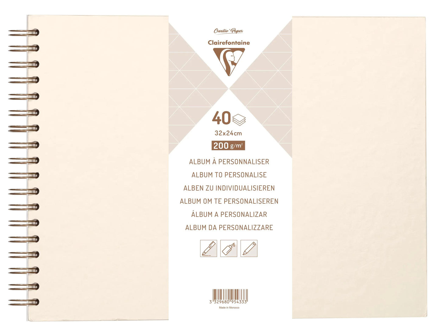 Album to customize 40 sheets 200g/m2 in 32x24cm format - Ivory iridescent (Pack x3)