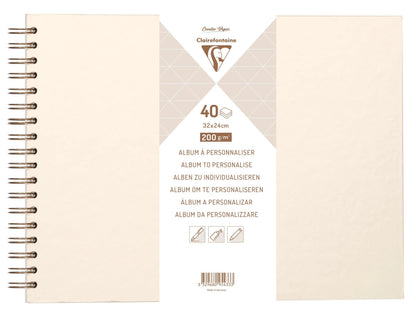 Album à personnaliser de 40 feuilles 200g/m2 au format 32x24cm - Ivoire irisé (lot de 3)