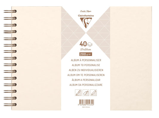 Album à personnaliser de 40 feuilles 200g/m2 au format 27x20cm - Ivoire irisé (Lot x3)