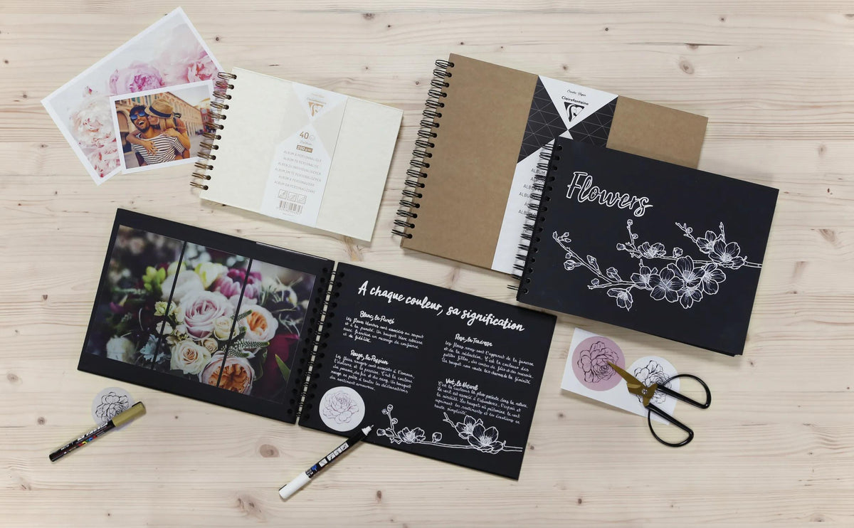 Album à personnaliser de 40 feuilles 200g/m2 au format 27x20cm - Ivoire irisé (lot de 3)