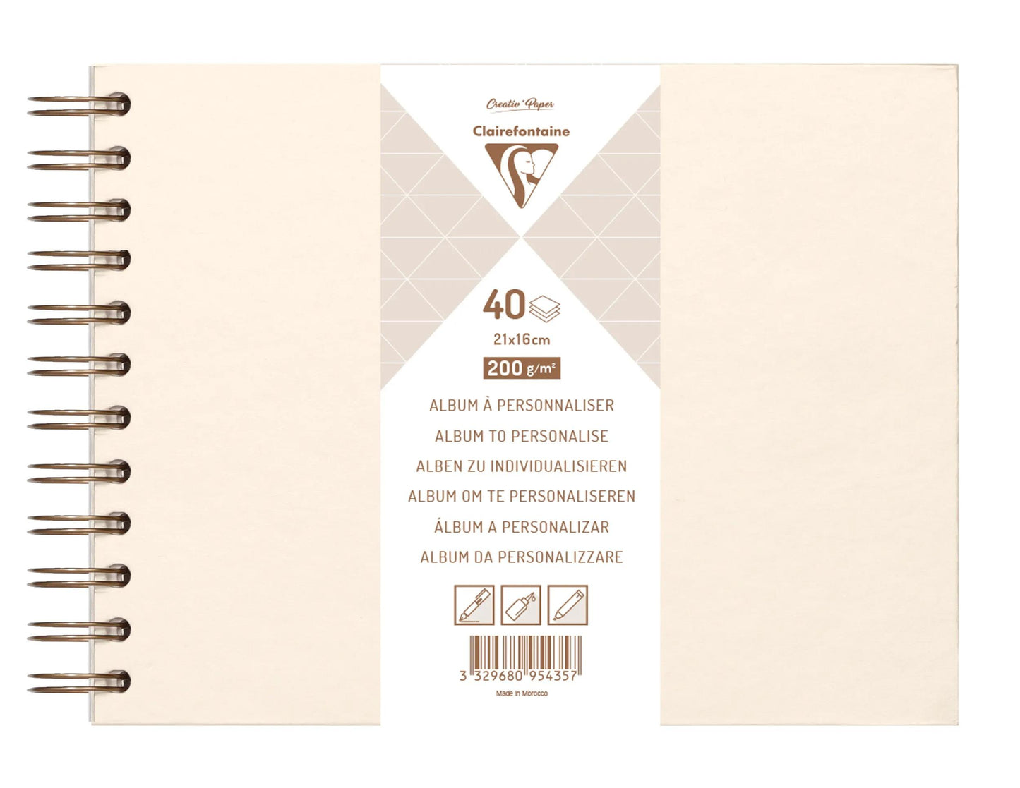 Album à personnaliser de 40 feuilles 200g/m2 au format 21x16cm - Ivoire irisé (Lot x3)