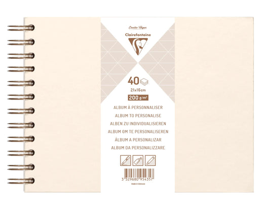 Album à personnaliser de 40 feuilles 200g/m2 au format 21x16cm - Ivoire irisé (Lot x3)