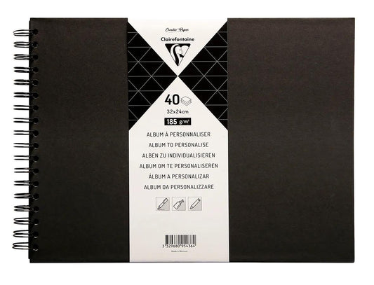 Album à personnaliser de 40 feuilles 185g/m2 au format 32x24cm - Noir (Lot x3)