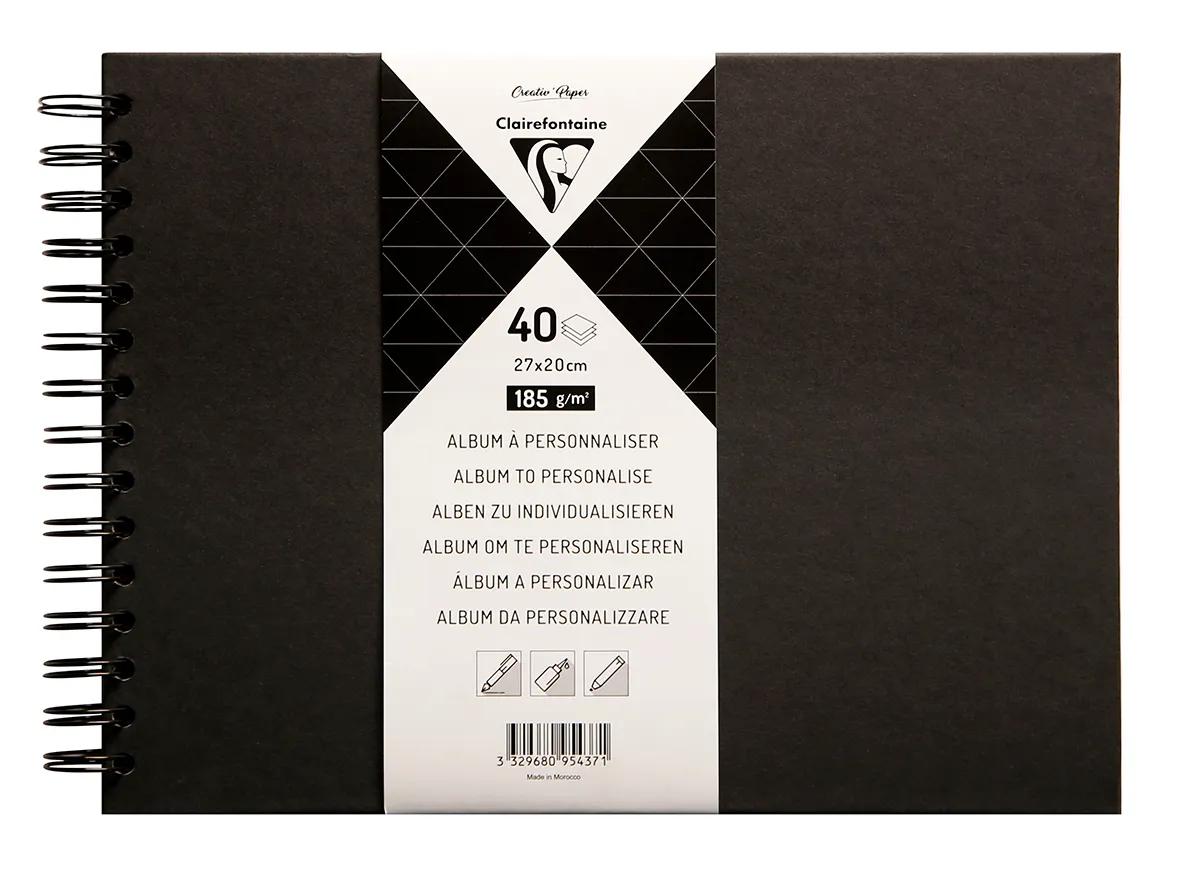 Album zur Anpassung von 40 Blatt 185g/m2 im Format 27x20cm - Schwarz (Paket x3)