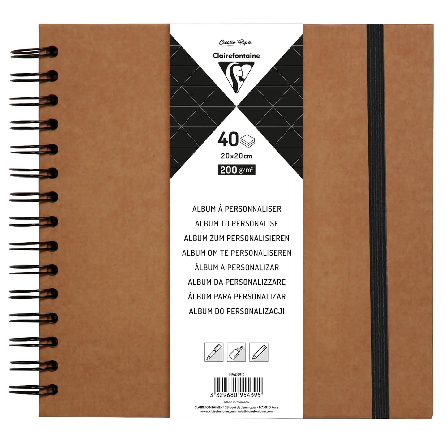 Album à personnaliser de 40 feuilles 200g/m2 au format 20x20cm - Kraft - New (Lot x3)