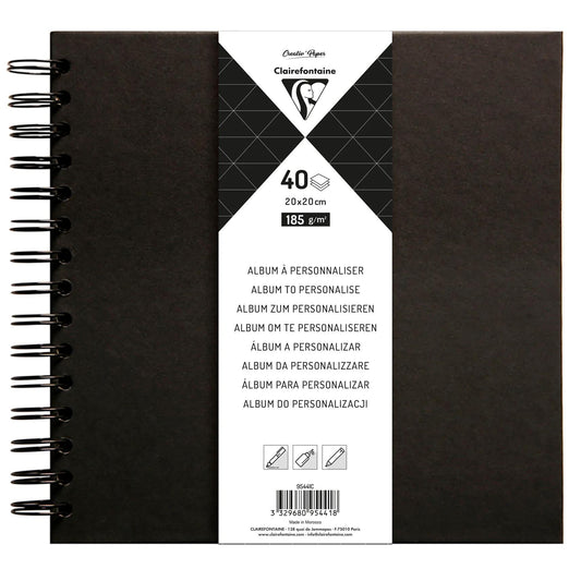 Album à personnaliser de 40 feuilles 185g/m2 au format 20x20cm - Noir - New (Lot x3)