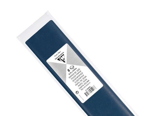 PAPIER DE SOIE, Sachet de 8 feuilles pliées 18g/m2 au format 50x75cm - Bleu marine (Lot x10)
