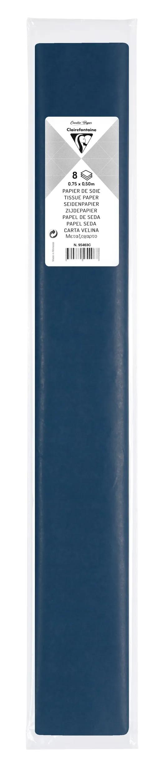 SOUTH PAPER, Tasche mit 8 Faltblättern 18g/m2 im Format 50x75cm - Marineblau (Paket x10)