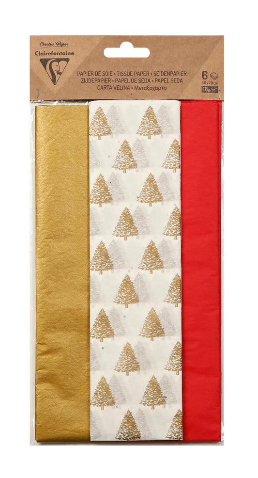 STAMPATO SUD PAPER, Borsa da 6 fogli in formato 50x75cm - Assortimento natalizio - Assortimento (confezione da 10)