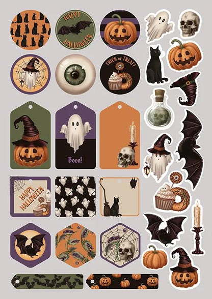 PAPIERS IMPRIMÉS, Bloc de 20 feuilles à motifs 160g/m2 au format A4 (21x29,7cm) + 1 idée créative - Halloween - Multicolore - New (lot de 5)