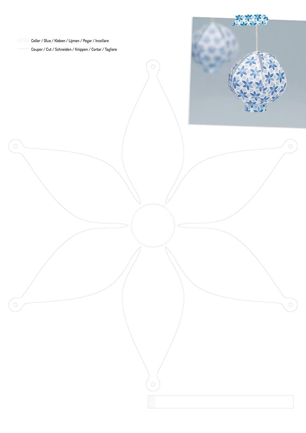 PRINTED PAPERS, block of 20 motif sheets 160g/m2 in A4 format (21x29.7cm) + 1 creative idea - Floral shibori - Multicolor (Pack x5)