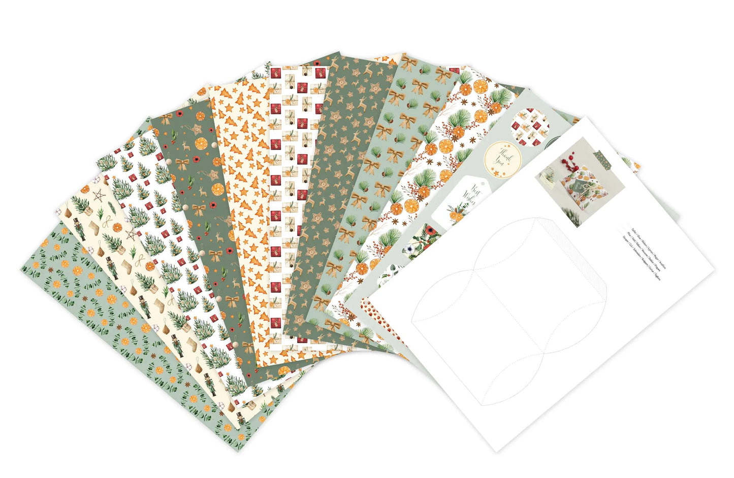 PRINTED PAPERS, Block of 20 motif sheets 160g/m2 in A4 format (21x29.7cm) + 1 creative idea - Vitamin Christmas - Multicolor (Pack x5)