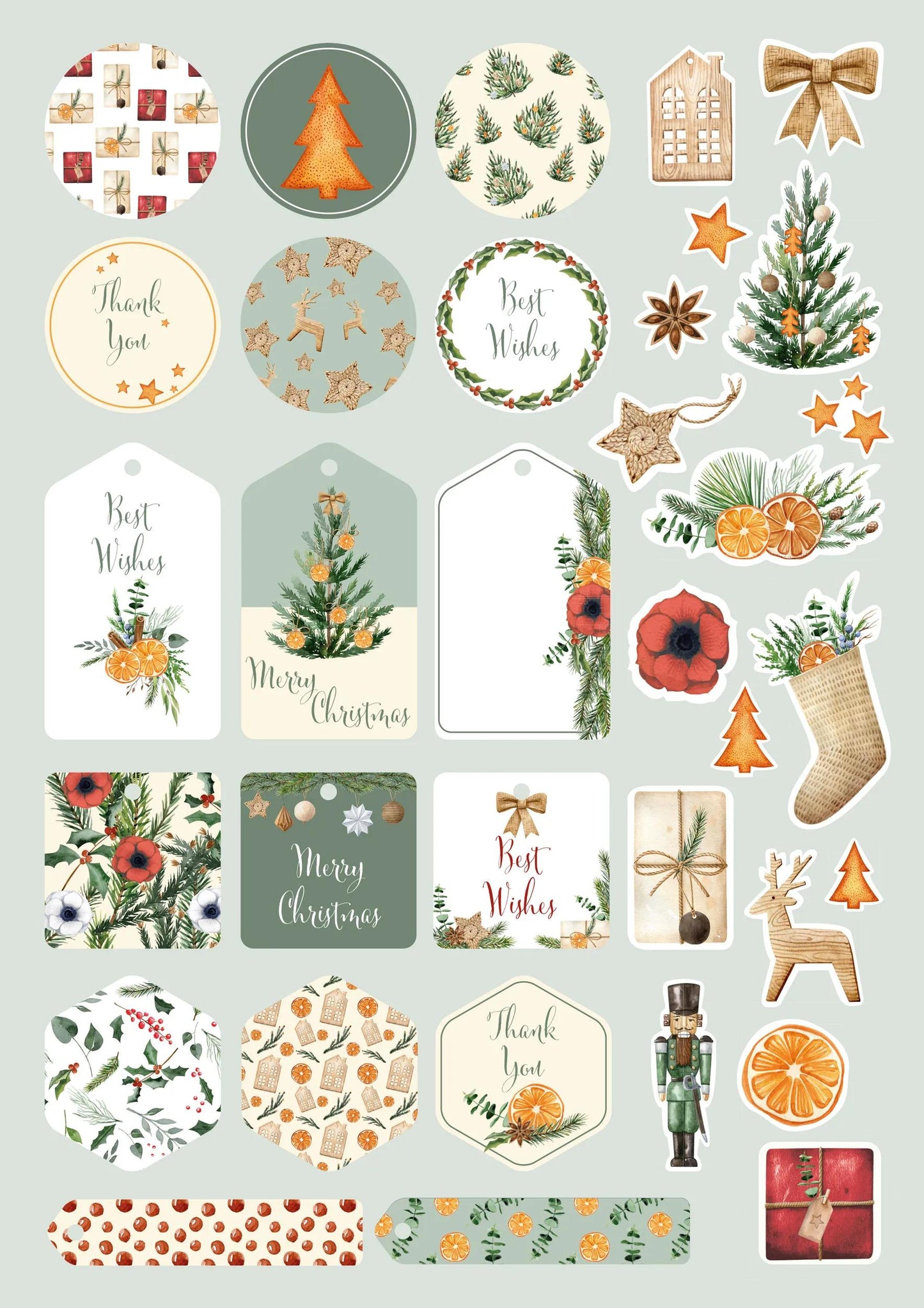 PRINTED PAPERS, Block of 20 motif sheets 160g/m2 in A4 format (21x29.7cm) + 1 creative idea - Vitamin Christmas - Multicolor (Pack x5)
