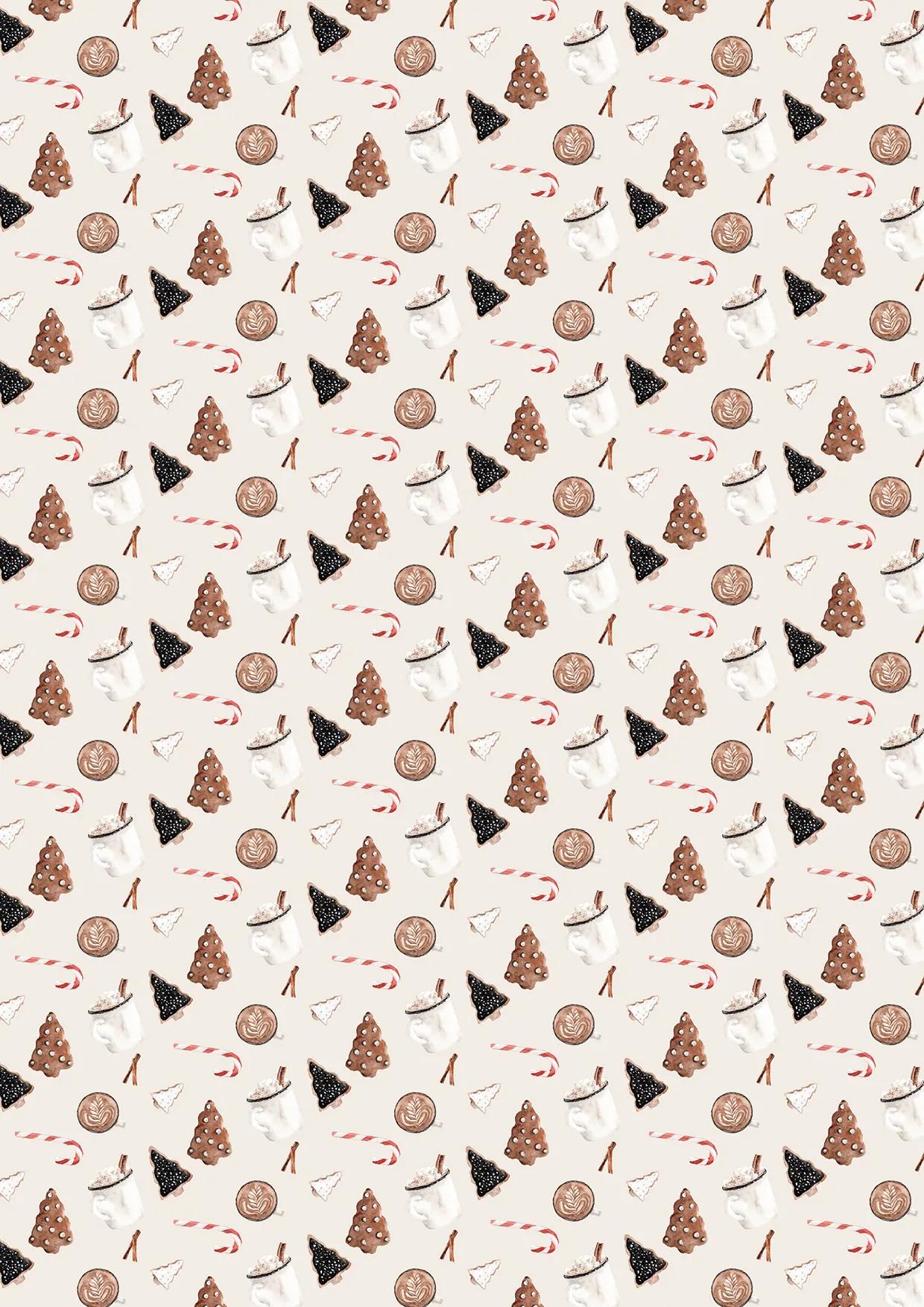 GEDRUCKT PAPIER, Block von 20 Motivplatten 160g/m2 im Format A4 (21x29.7cm) + 1 kreative Idee - Weihnachten gemütlich - Mehrfarbig (Paket x5)