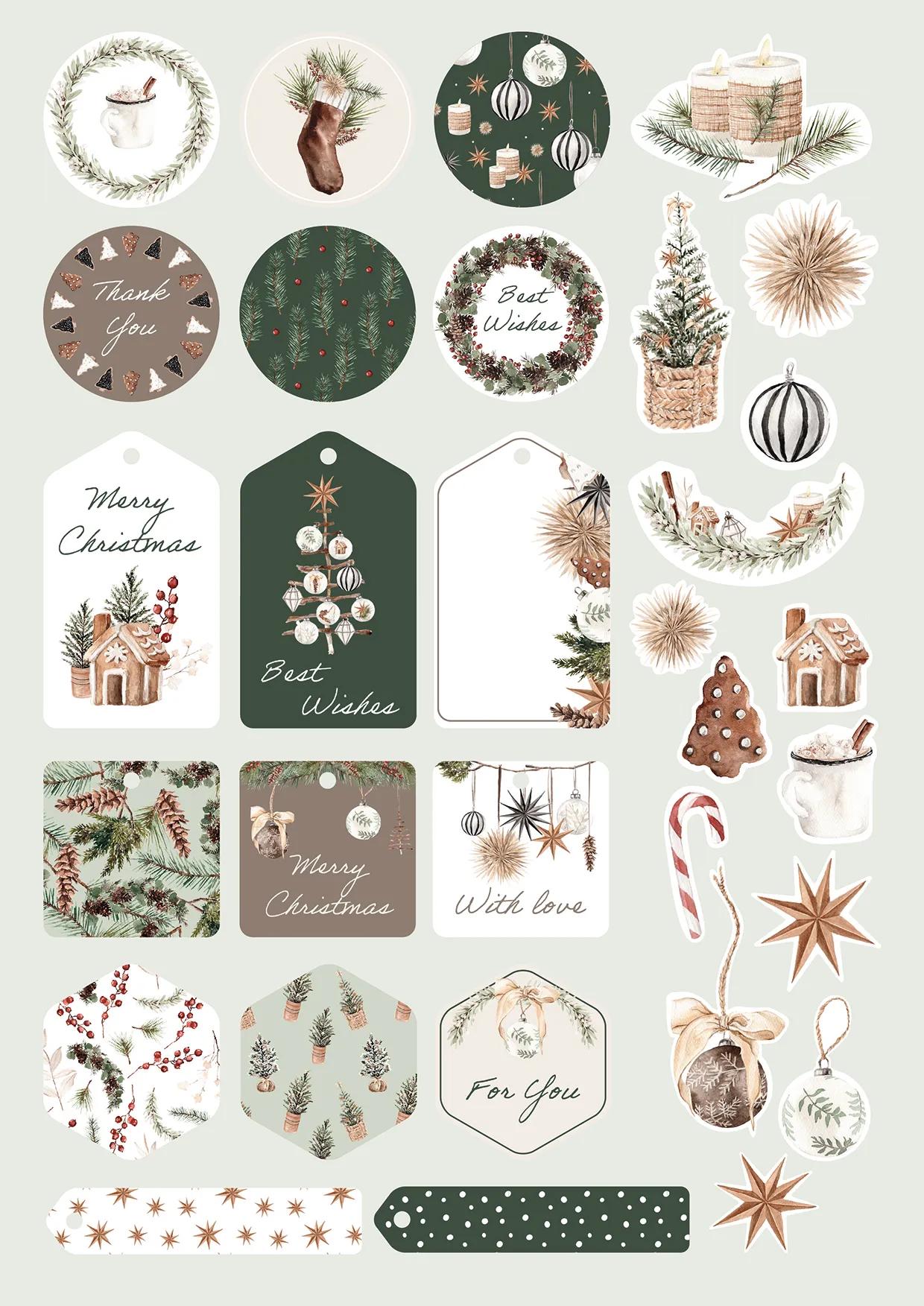 GEDRUCKT PAPIER, Block von 20 Motivplatten 160g/m2 im Format A4 (21x29.7cm) + 1 kreative Idee - Weihnachten gemütlich - Mehrfarbig (Paket x5)
