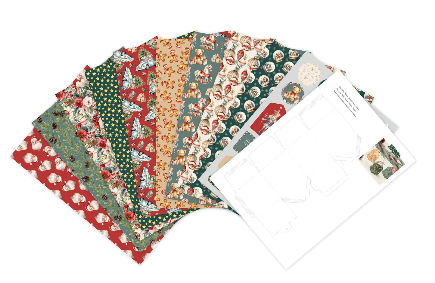 PRINTED PAPERS, block of 20 motif sheets 160g/m2 in A4 format (21x29.7cm) + 1 creative idea - Christmas souvenirs - Multicolor - New (Pack x5)