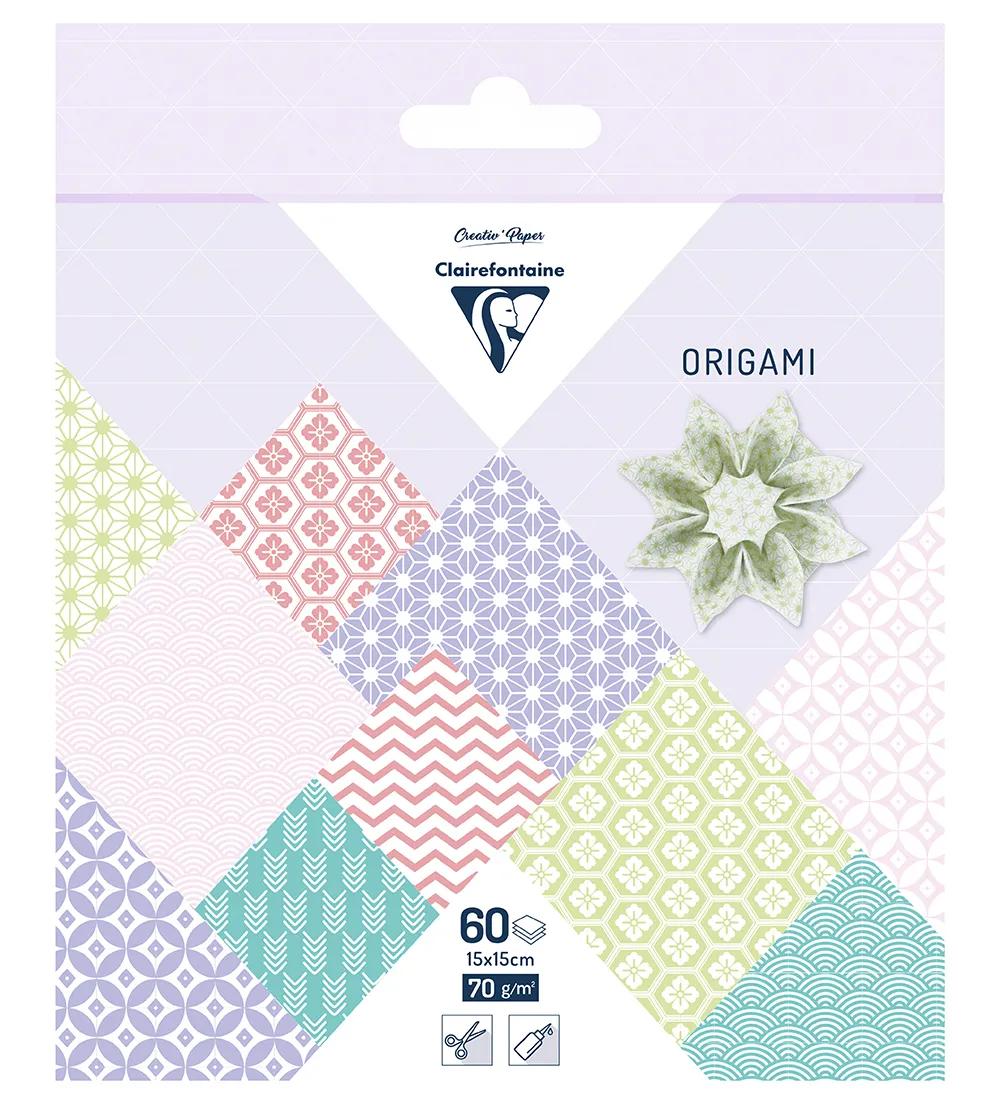 ORIGAMI, 60 Blattbeutel 70g/m2 im 15x15cm Format - Feder - Mehrfarbig (Paket x5)