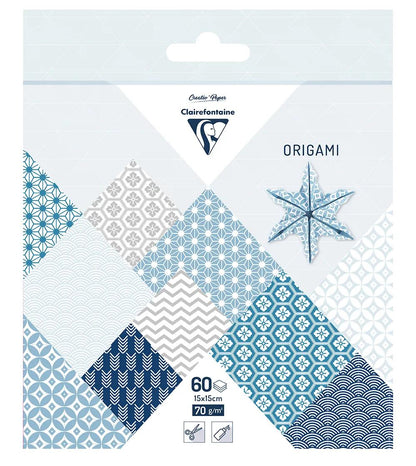 ORIGAMI, Pochette de 60 feuilles 70g/m2 au format 15x15cm - Hiver - Multicolore (Lot x5)