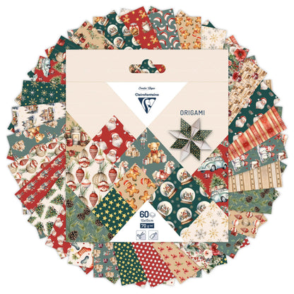 ORIGAMI, Pochette de 60 feuilles 70g/m2 au format 15x15cm - Souvenirs de Noël - Multicolore - New (lot de 5)