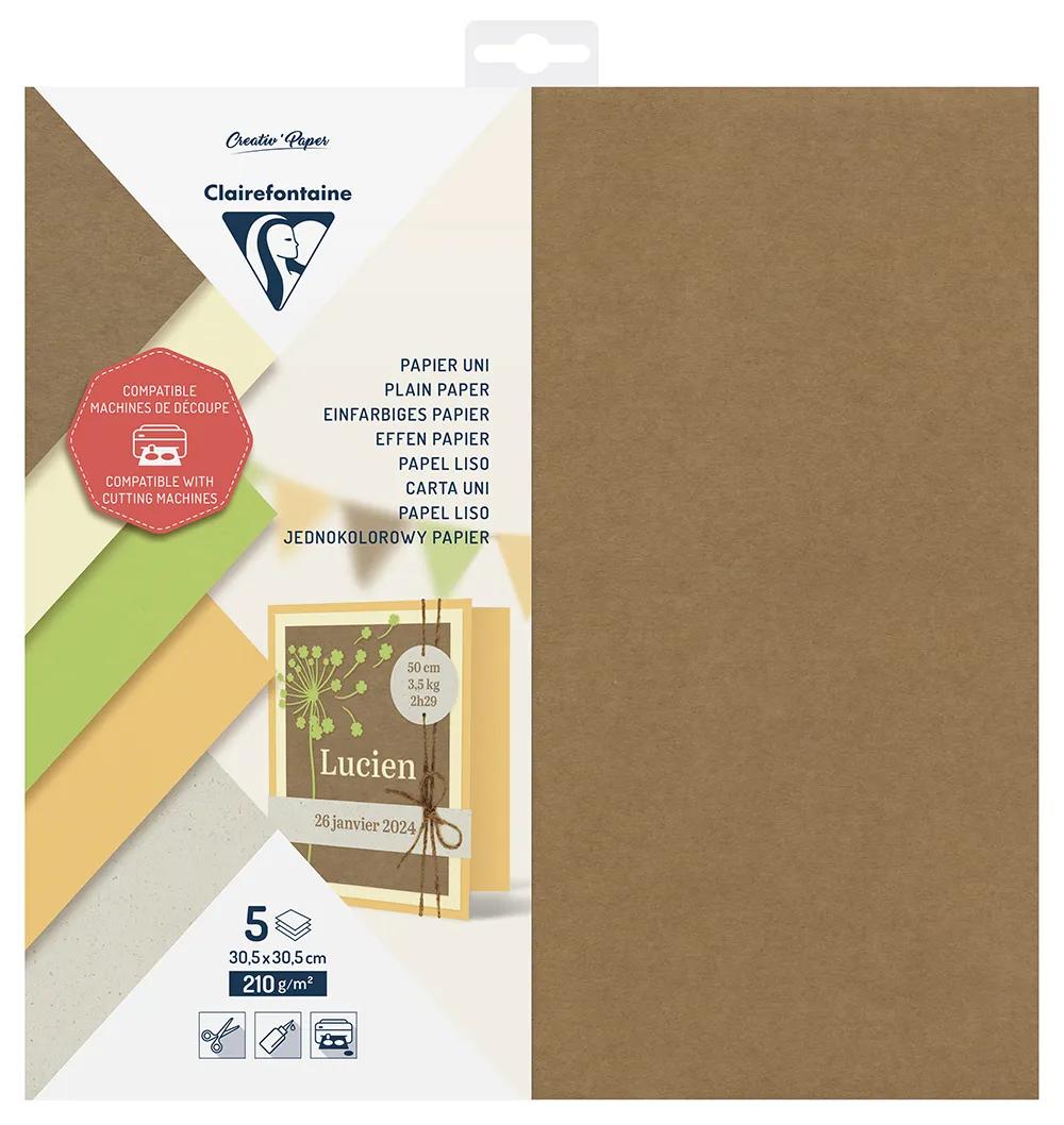 UNI PAPER, 5 sheet pouch 210g/m2 in format 30.5x30.5cm - Assortment (Pack x5)