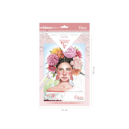 ODELIA, Bloc de coloriage multi-techniques de 20 feuilles A4 250g, Les femmes (lot de 5)