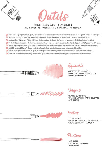 ODELIA, Bloc de coloriage multi-techniques de 20 feuilles A4 250g, Les femmes (lot de 5)