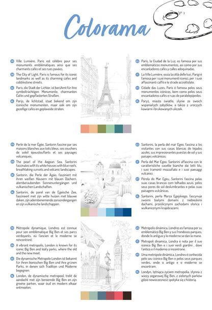 ODELIA, Bloc de coloriage multi-techniques de 20 feuilles A4 250g, Les villes (lot de 5)