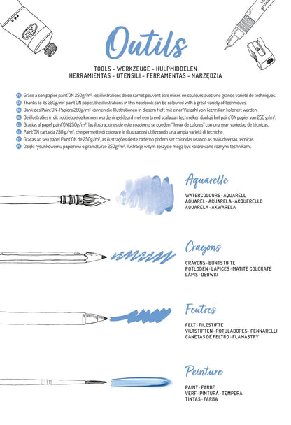 ODELIA, Bloc de coloriage multi-techniques de 20 feuilles A4 250g, Les villes (lot de 5)