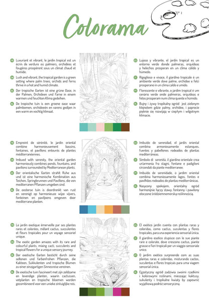 ODELIA, Bloc de coloriage multi-techniques de 20 feuilles A4 250g, Les jardins (lot de 5)