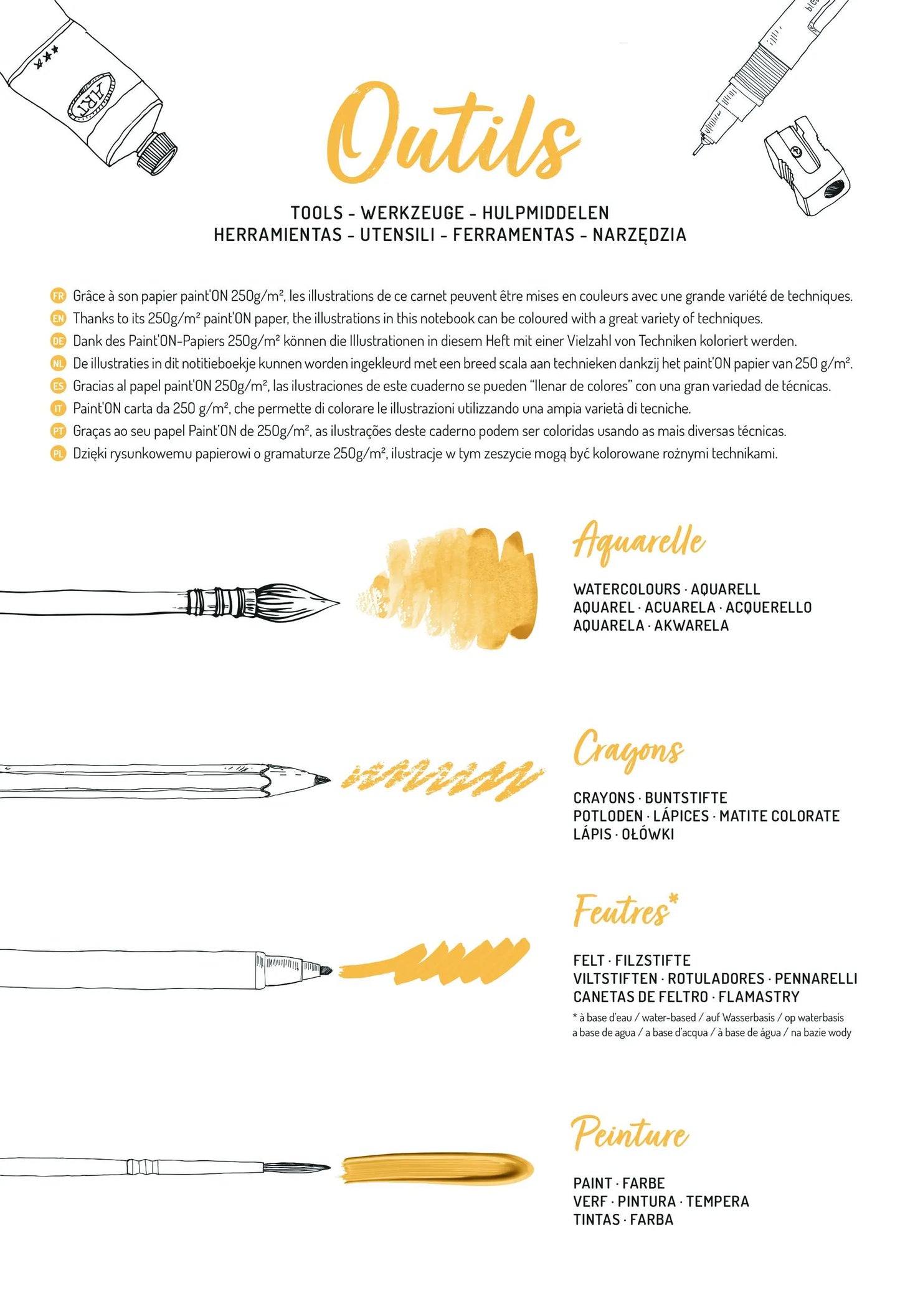 ODELIA, Blocco di colorazione multi-tecnica di 20 fogli A4 250g, Animali - Nuovo (Pacchetto x5)