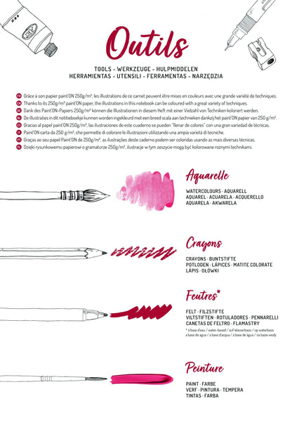 ODELIA, Blocco di colorazione multi-tech di 20 fogli A4 250g, Finestra - Nuovo (confezione da 5)