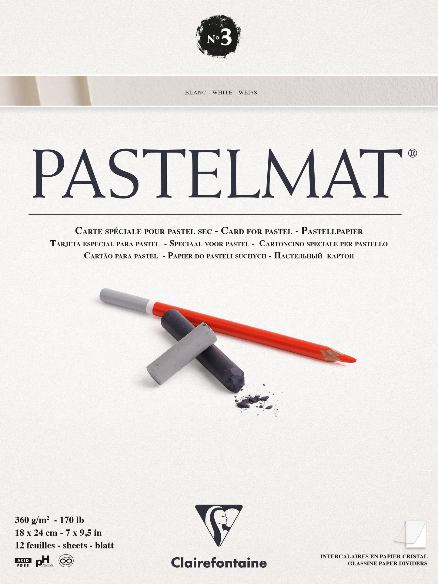 Pastelmat Block verklebt 12F 18x24cm 360g