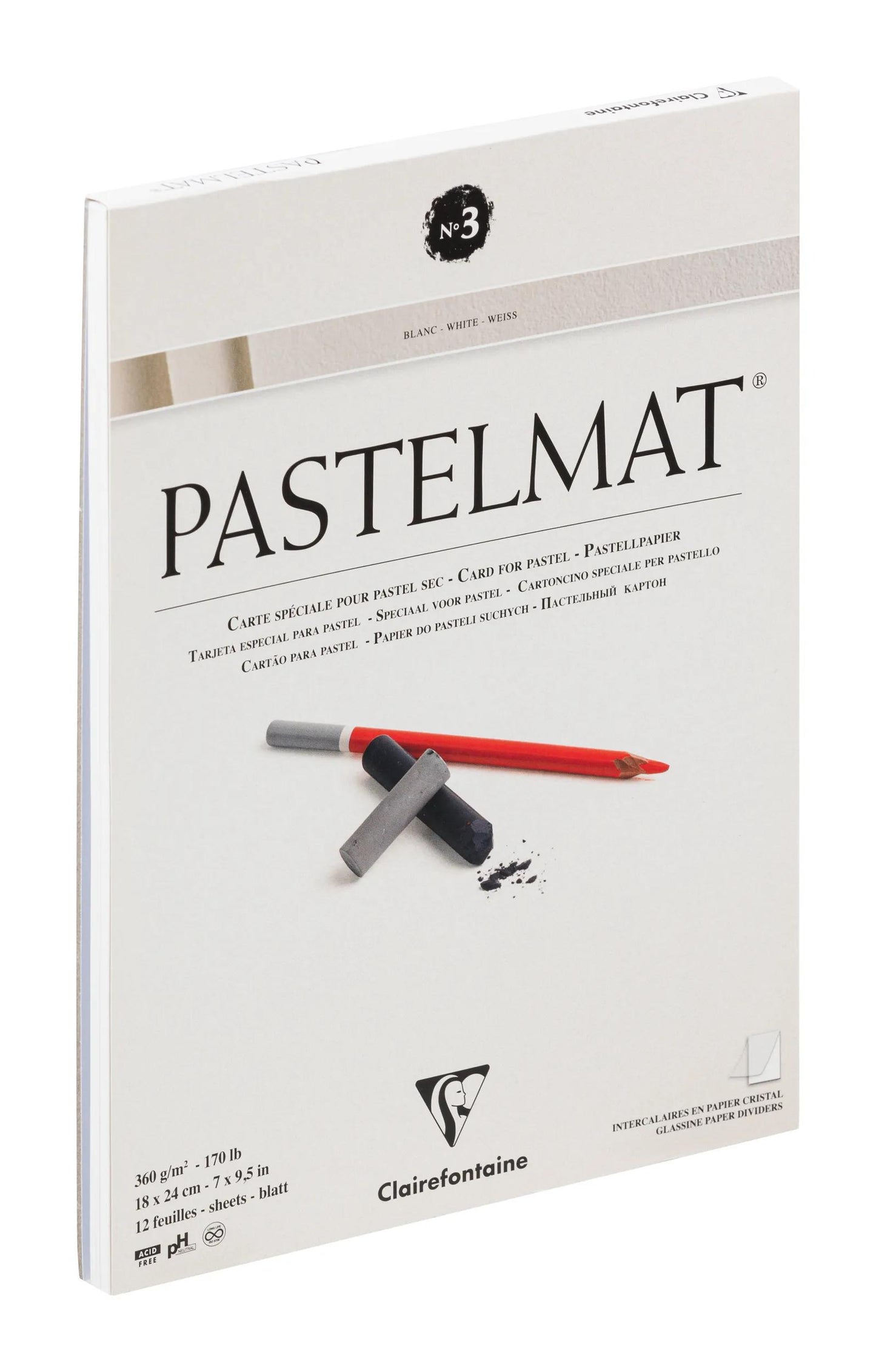 Pastelmat Block verklebt 12F 18x24cm 360g