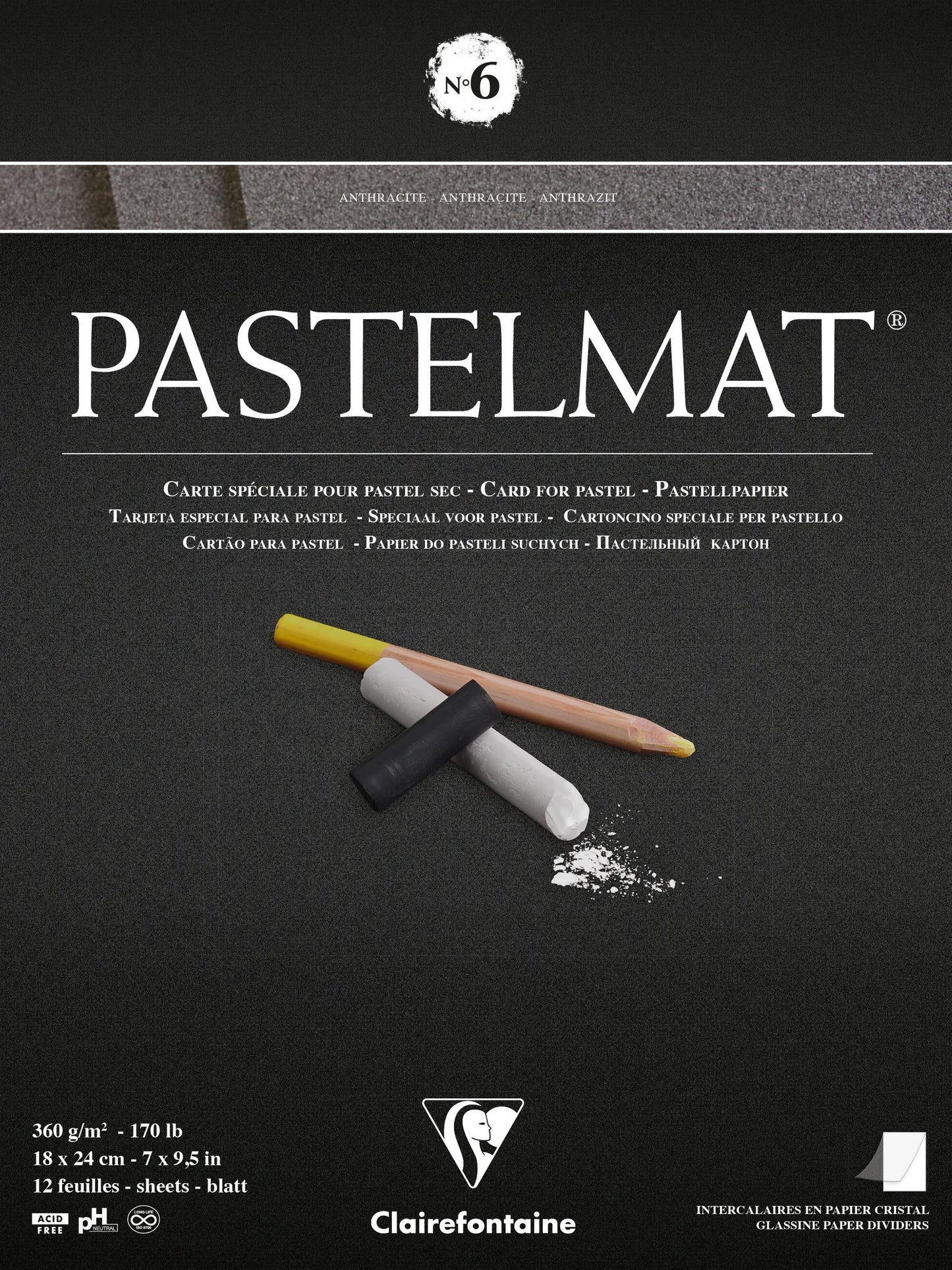 Pastelmat Block verklebt 12F 18x24cm 360g