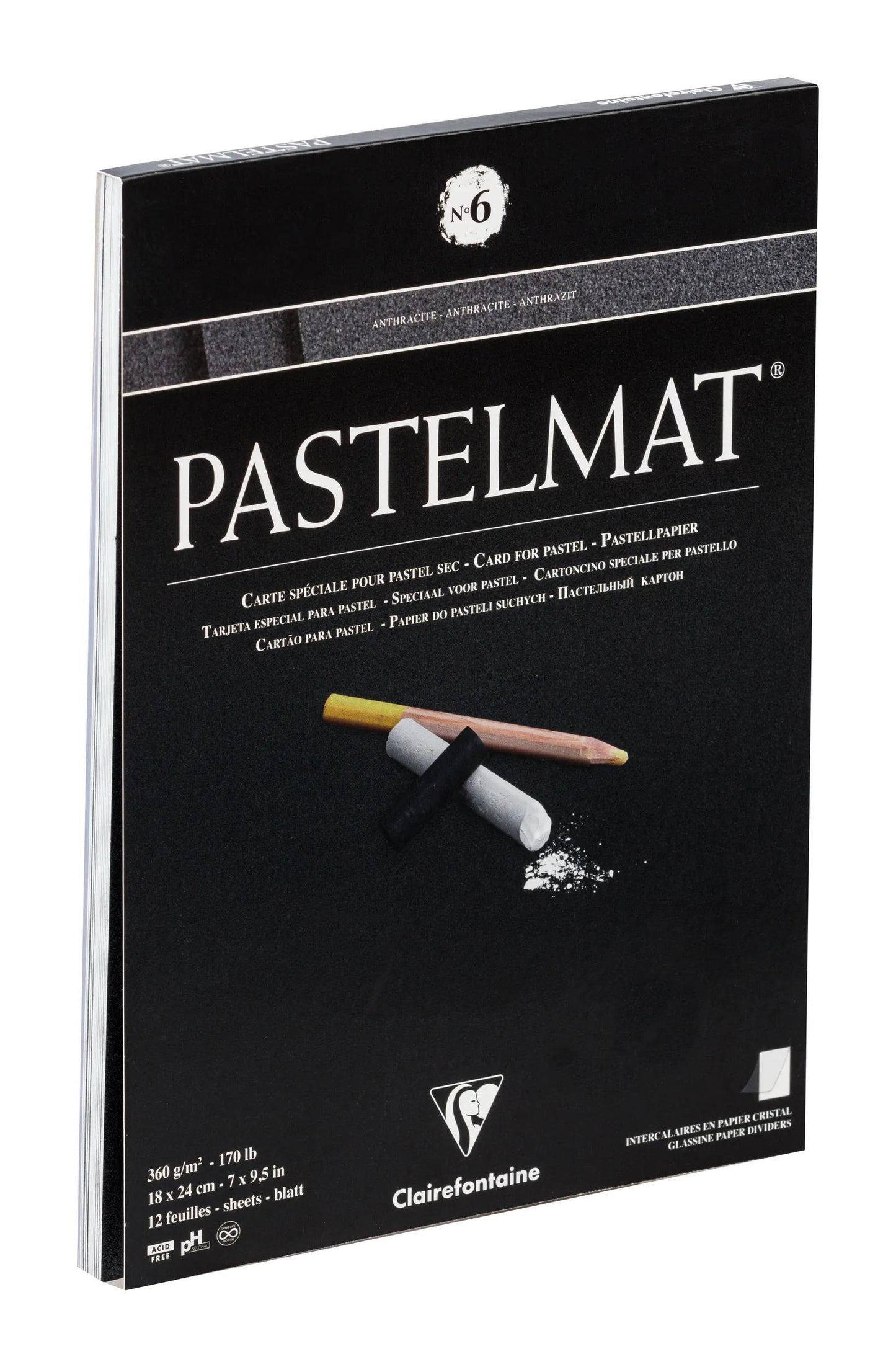 Pastelmat Block verklebt 12F 18x24cm 360g