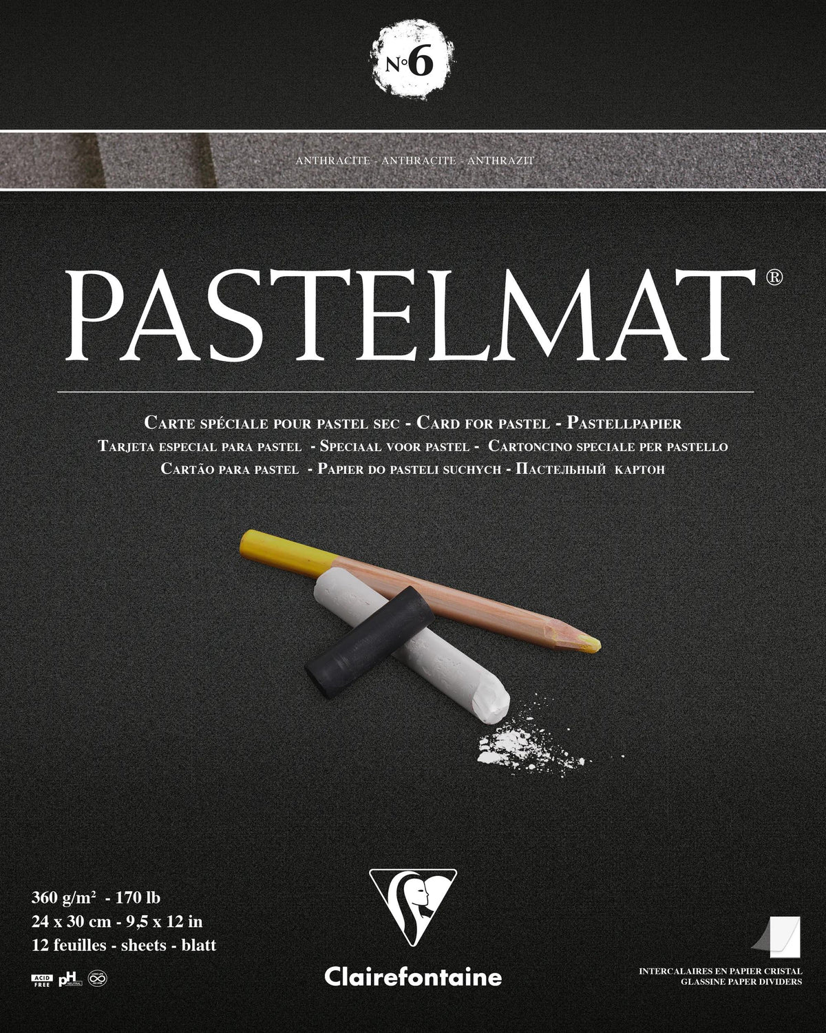 Pastelmat glued block 12F 24x30cm 360g