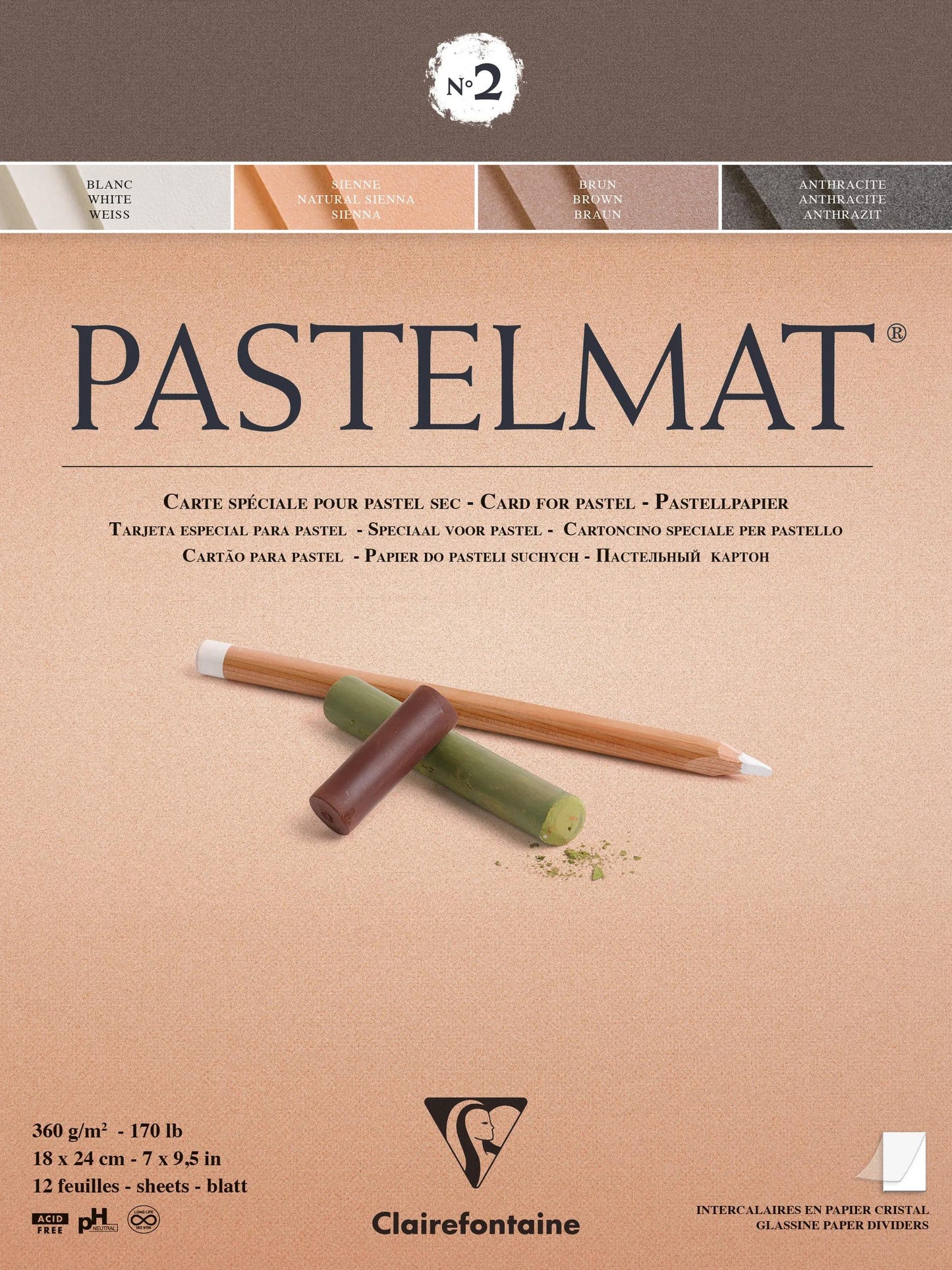 Blocco pastello incollato 12F 18x24cm 360g