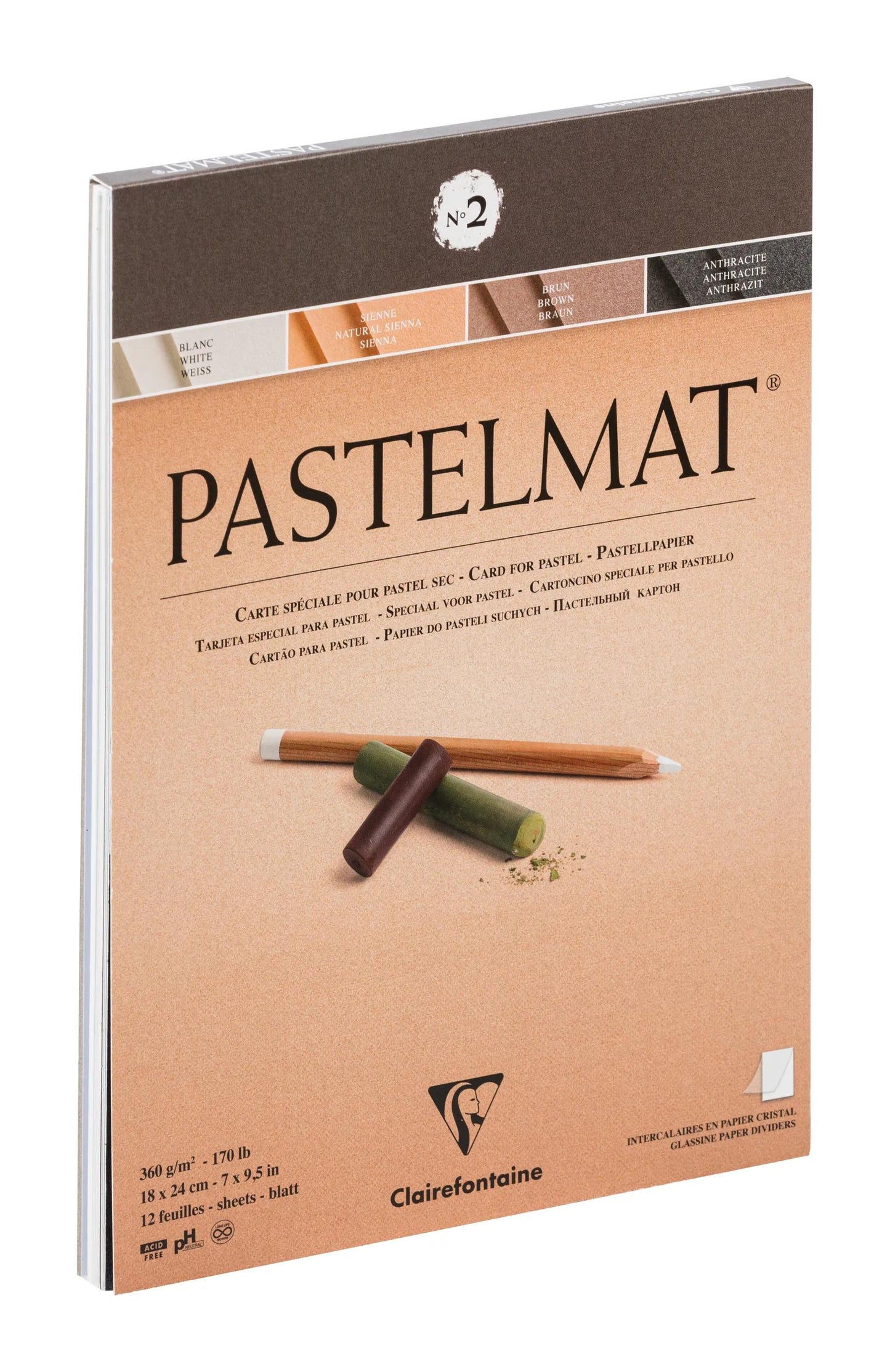 Blocco pastello incollato 12F 18x24cm 360g