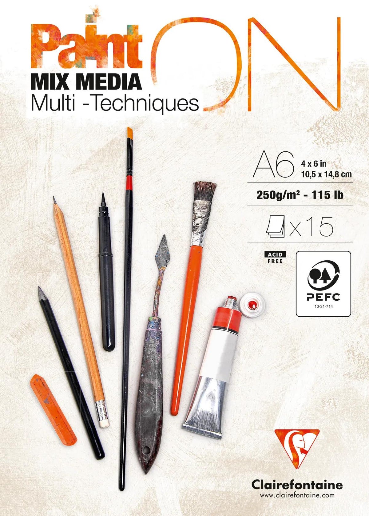 Bloc Paint'On encollé A6 15 feuilles 250g (lot de 8)
