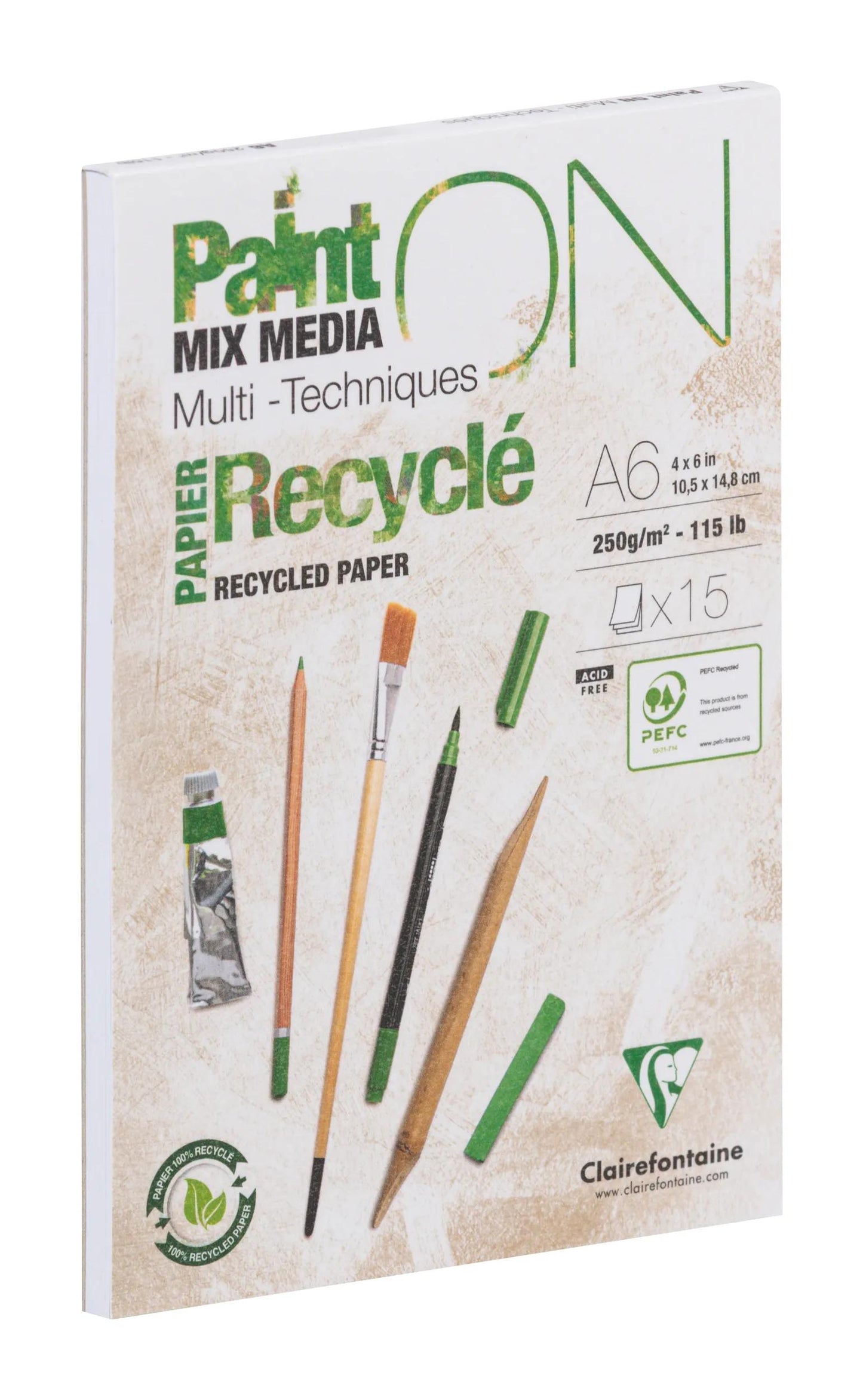 Paint'On pad riciclato A6 15 fogli 250g (Pacchetto x8)
