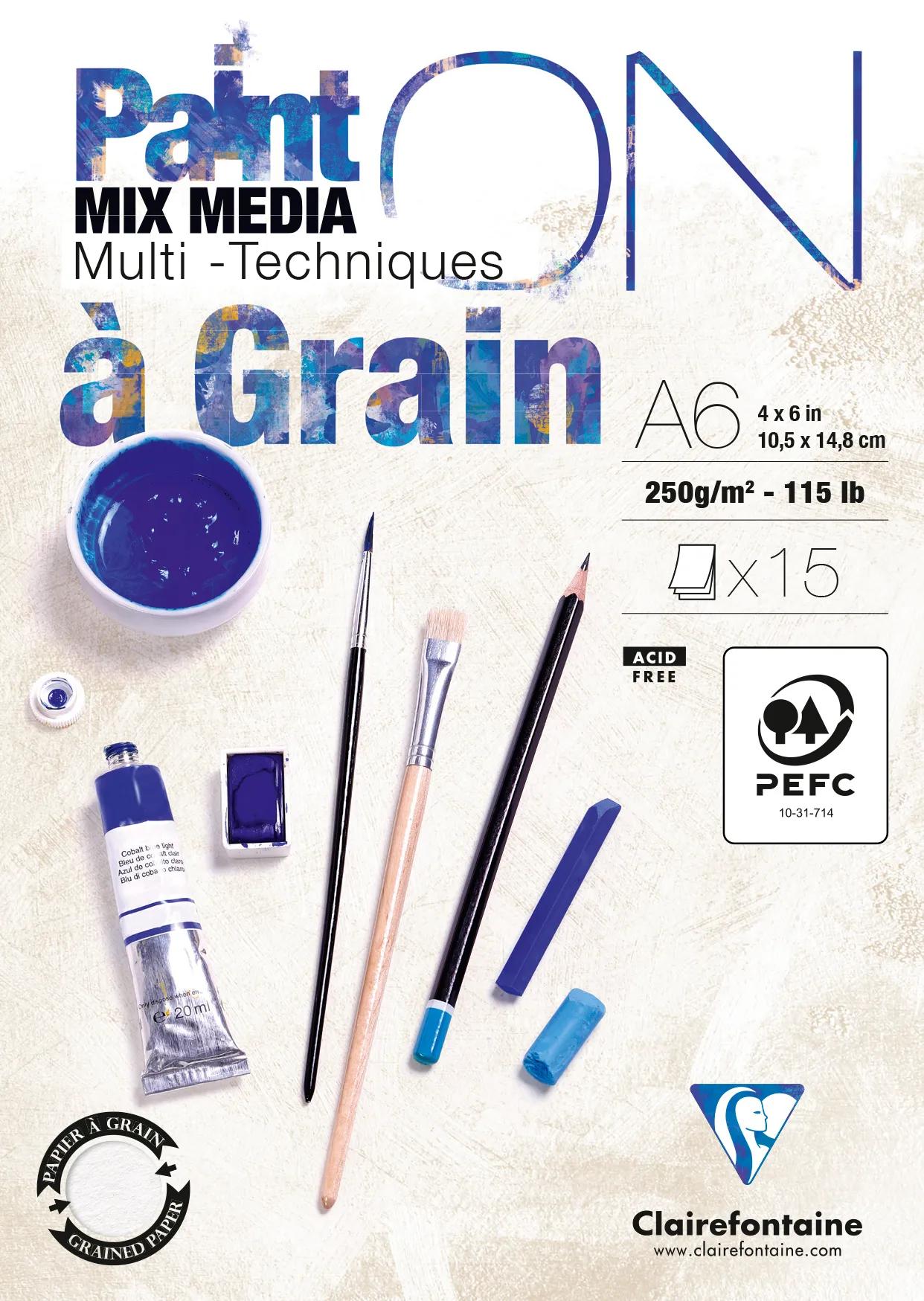Paint' Block A6 grain glue 15 sheets 250g (Pack x8)