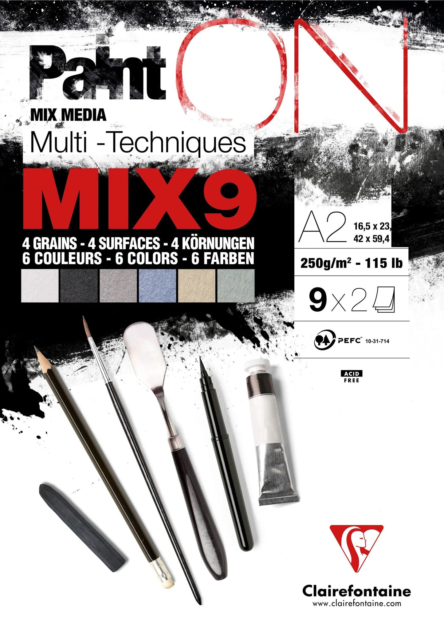 PaintON Mix 9 block glued 18F A2 250g matching 9x2F (Pack x2)